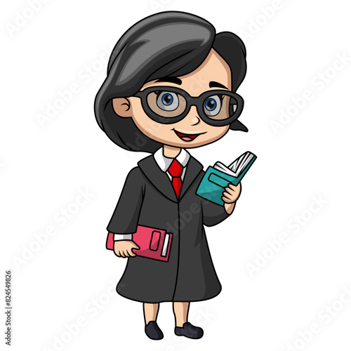 Cute girl cartoon wearing costume lawyer