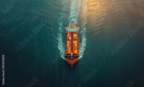 Cargo Ship on Calm Sea Generative-AI