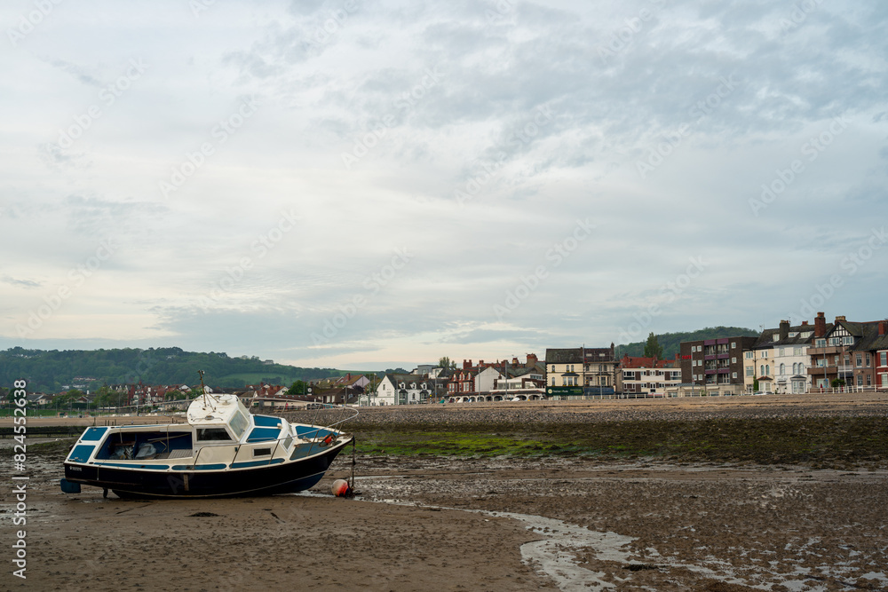 Boats moored in the harbour at Rhos-on-Sea at low tide. Boats moored in the harbour at Rhos-on-Sea at low tide.