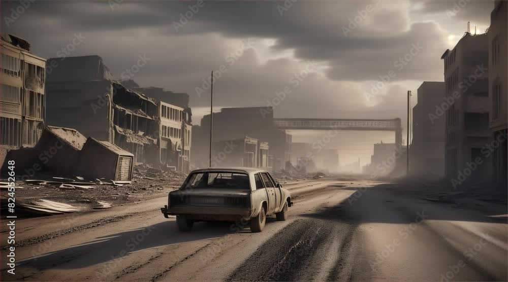 3D illustration of a brutal war scene, destroyed city after war on the battlefield. 3D illustration of a brutal war scene, destroyed city after war on the battlefield.