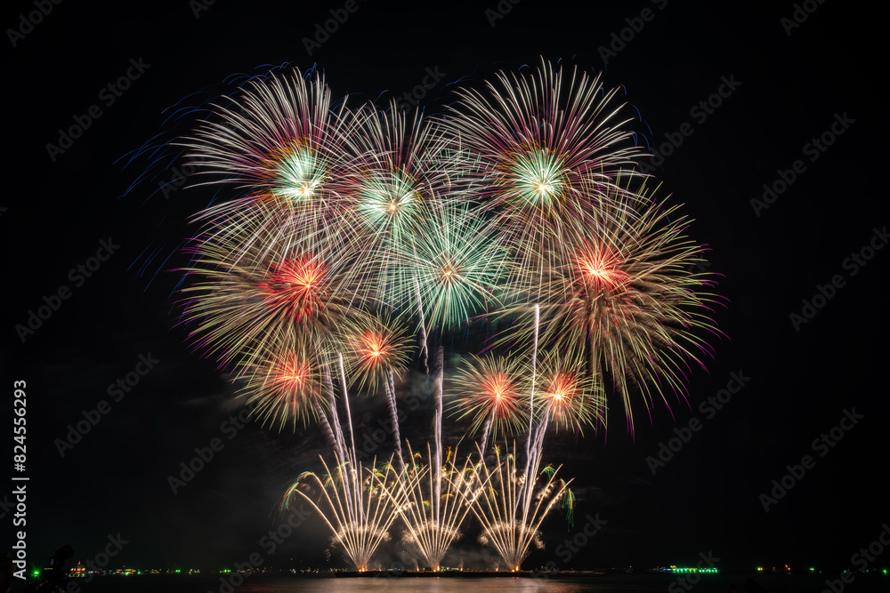 PATTAYA, CHONBURI, THAILAND, Fireworks at Pattaya bay, Pattaya national Fireworks Festival contest, November of every Year, Beautiful of bright light fireworks Show PATTAYA, CHONBURI, THAILAND, Fireworks at Pattaya bay, Pattaya national Fireworks Festival contest, November of every Year, Beautiful of bright light fireworks Show