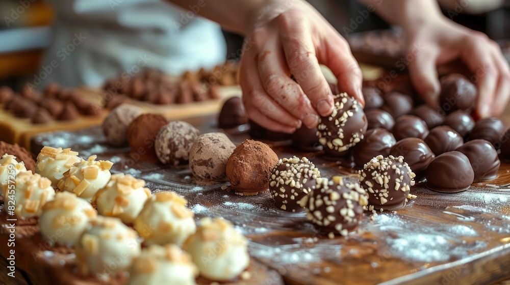A close-up of a person meticulously arranging food items on a tray A close-up of a person meticulously arranging food items on a tray