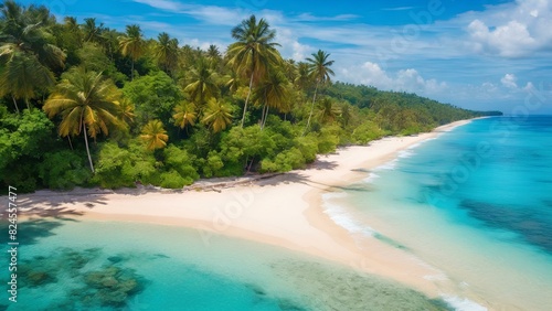 Tropical Paradise Unveiled  Capturing the Beauty of a Pristine Beach from Above