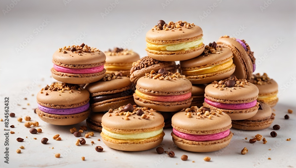 Colorful Macarons Piled High on a Countertop Colorful Macarons Piled High on a Countertop