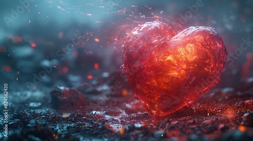 An abstract depiction of a heart shielded by a protective layer. stock photo