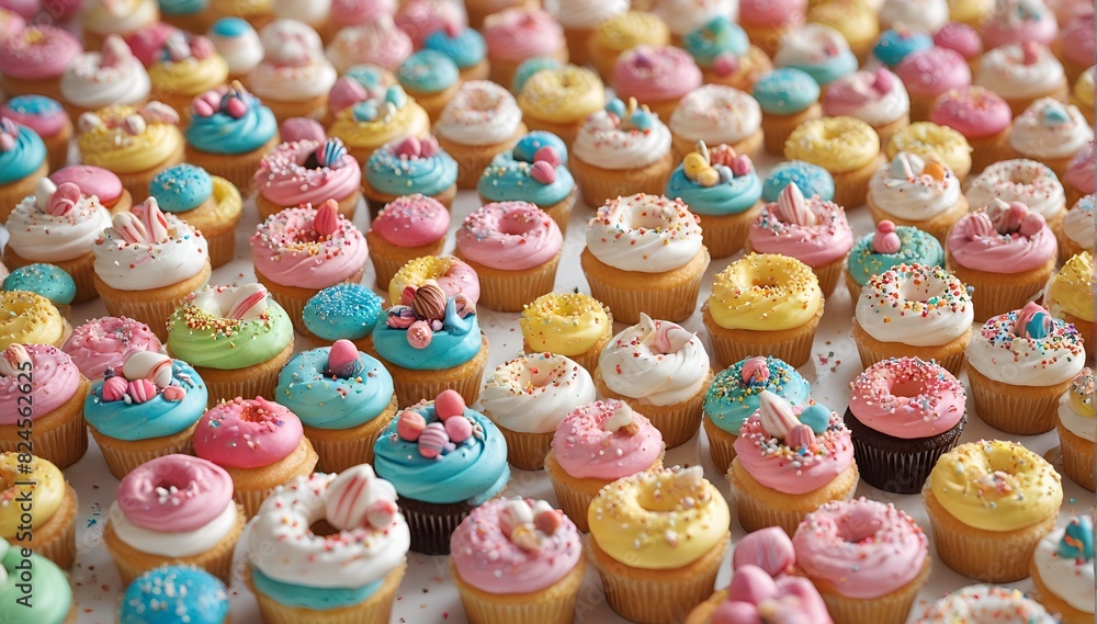 Colorful Cupcakes on a White Surface