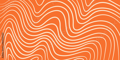 Salmon meat fillet texture pattern background. Stylized fish fillet line art seafood background. Salmon, tuna or trout fish steak flat style design vector illustration.