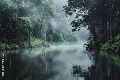 rio en calma en el bosque