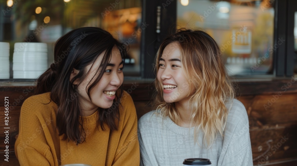 Talking over coffee with two friends Talking over coffee with two friends