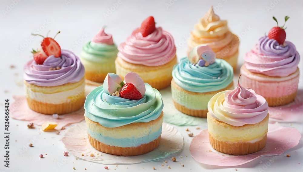 Colorful Cupcakes with Sprinkles and Fruit Toppings Colorful Cupcakes with Sprinkles and Fruit Toppings