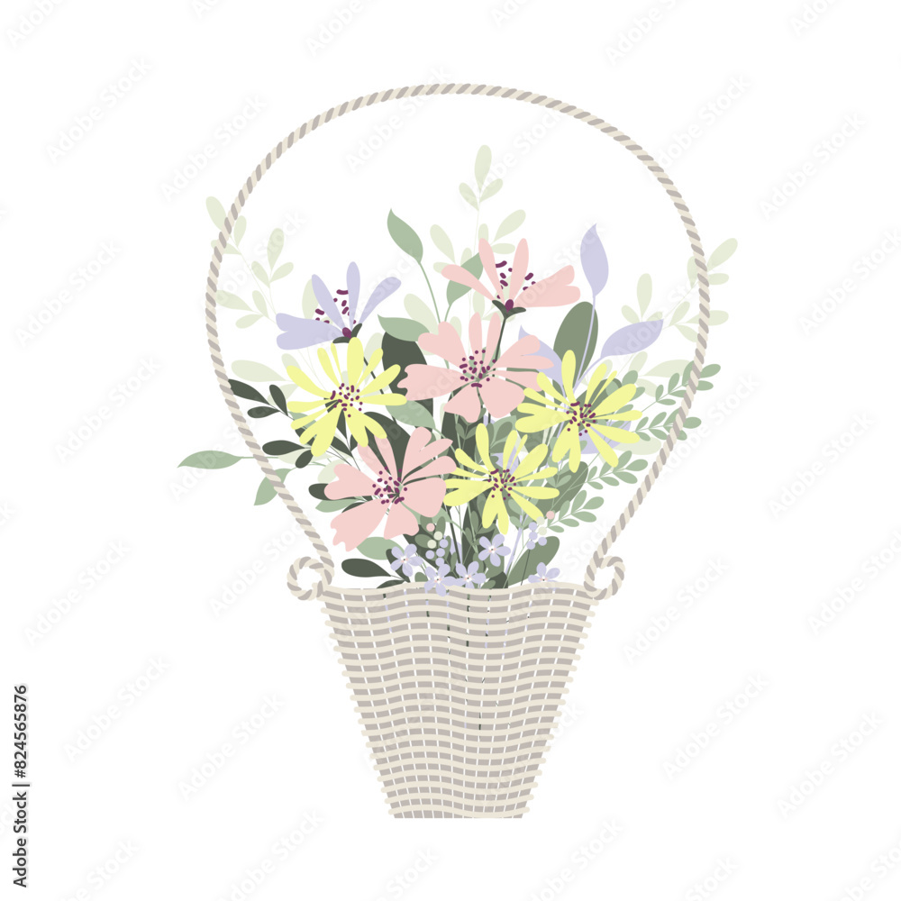 basket with spring flowers basket with spring flowers