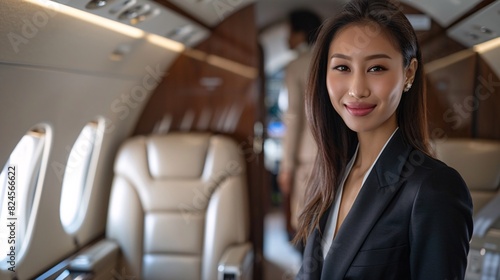 female manager on business jet © Spyrydon