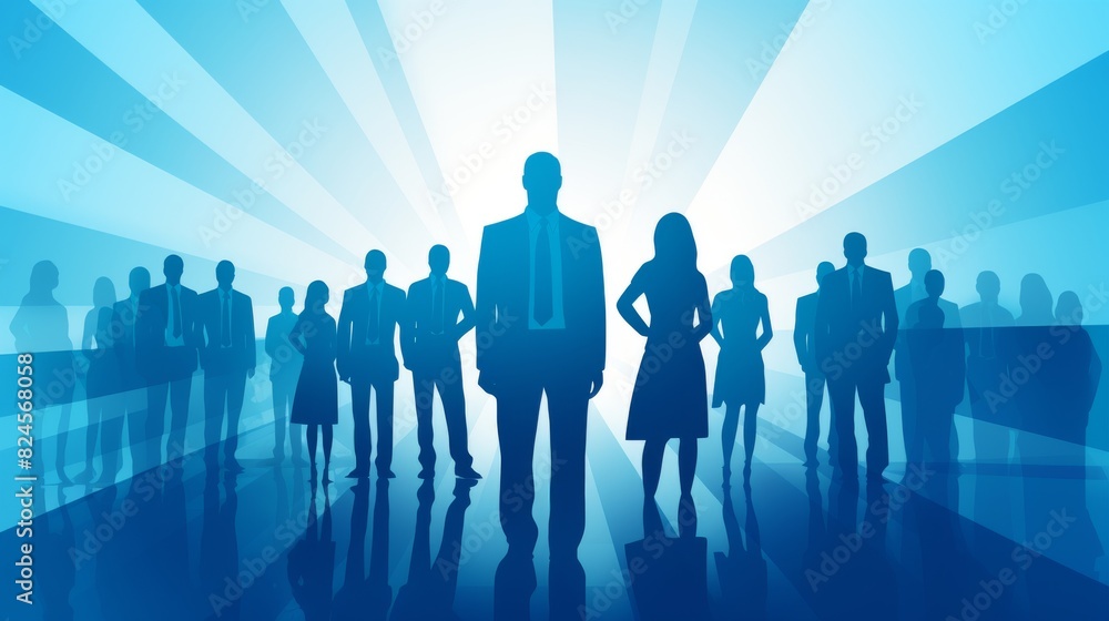 Silhouette of Business People Team Crowd - Group of Businesspeople in Human Resources Concept, Vector Illustration