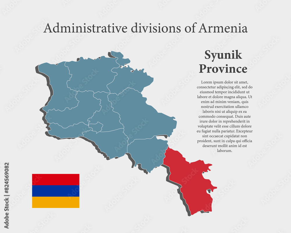 Obraz premium Vector map Armenia, province Syunik