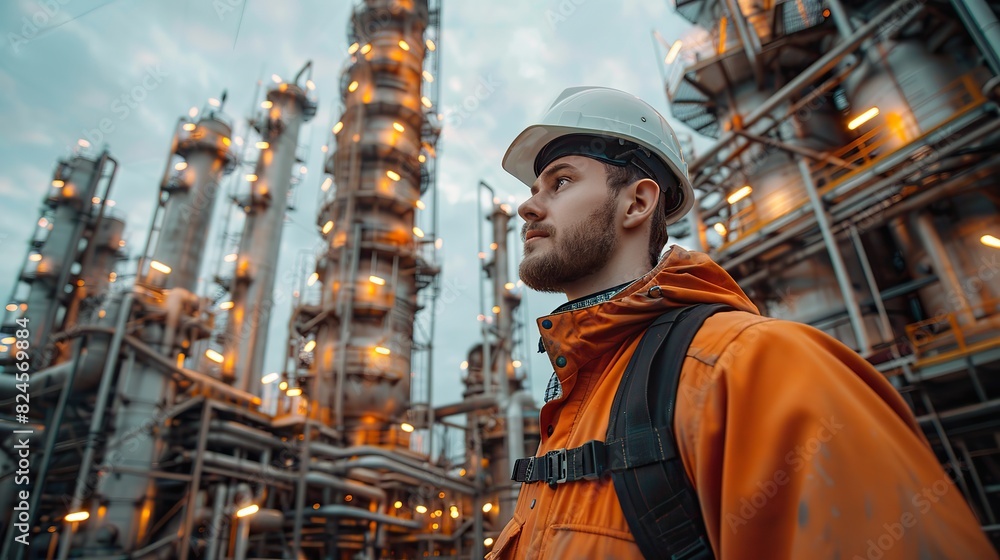group of workers professional equipment in a petroleum refinery modern buildings and industrial facilities for the production of fuel and gas.illustration group of workers professional equipment in a petroleum refinery modern buildings and industrial facilities for the production of fuel and gas.illustration