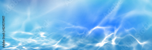 Water caustic light effect with overlay effect. Realistic vector illustration of blue background with swimming pool or sea deep with sun shadow and refraction. Ocean underwater or surface bg.