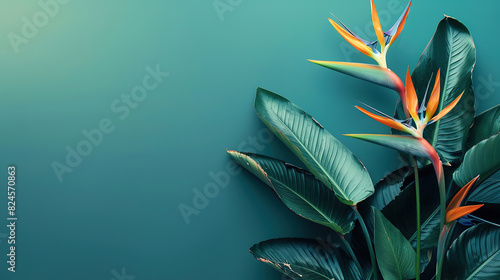 Strelitzia, flower with empty copy space, solid background photo
