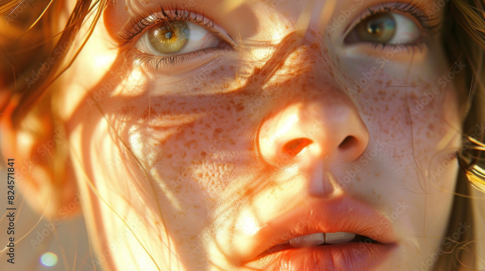 A woman with green eyes and red hair A woman with green eyes and red hair