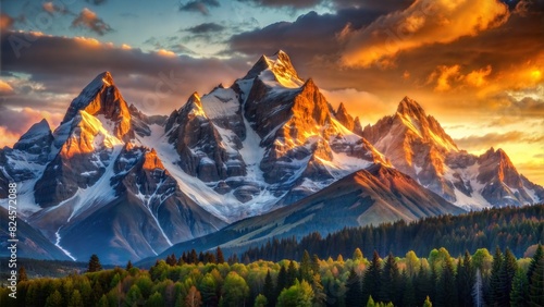 a high-quality image of mountains with a resolution of at least 8K. The image should be realistic and detailed, with sharp textures and vibrant colors. The mountains should be the main focus 