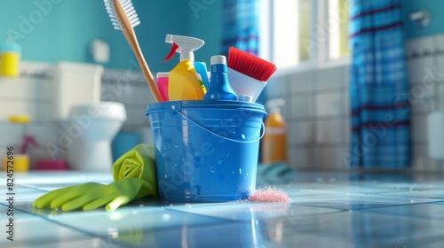 A Bucket of Cleaning Supplies photo