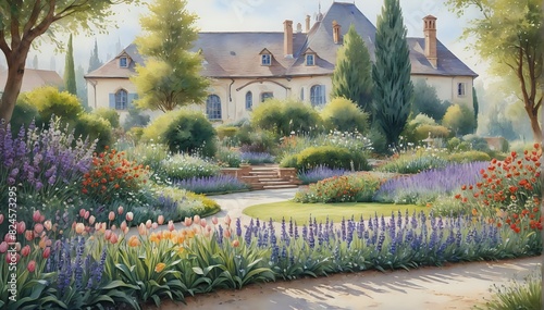 Scenic View of a Gardened Estate photo