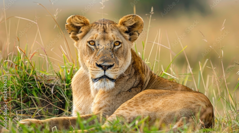 Lively lioness enjoying the grass in Maasai Mara National Reserve Lively lioness enjoying the grass in Maasai Mara National Reserve