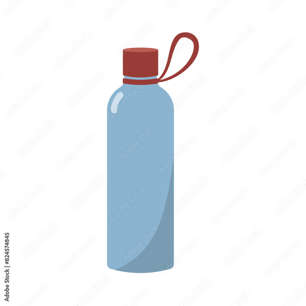 Reusable bottle vector flat illustration. Drinking water ecological bottle for beverages. Isolated on white background Reusable bottle vector flat illustration. Drinking water ecological bottle for beverages. Isolated on white background