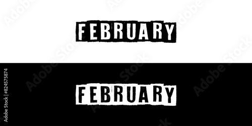Second month of year February Typography. Editable EPS file.
