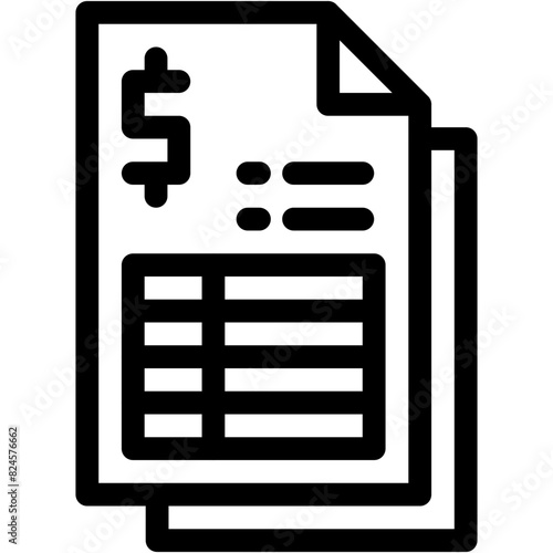 Vector Icon invoice, payment, reciept, money, bill sheet