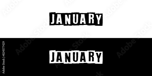 First month of year January Typography. Editable EPS file.