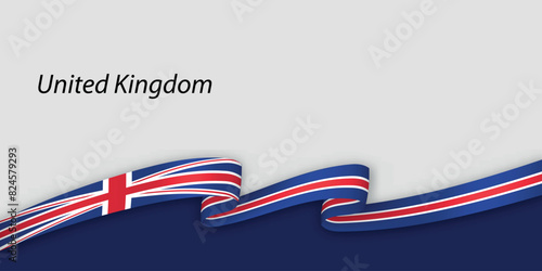 3d ribbon with national flag United Kingdom isolated on white background