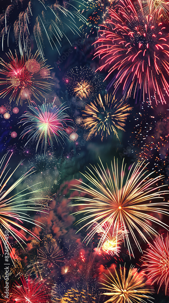 A banner background with fireworks, a festive, new year celebration backdrop A banner background with fireworks, a festive, new year celebration backdrop