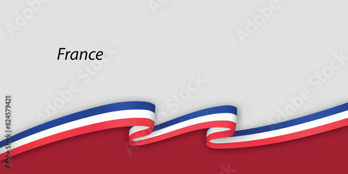 3d ribbon with national flag France isolated on white background