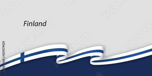 3d ribbon with national flag Finland isolated on white background