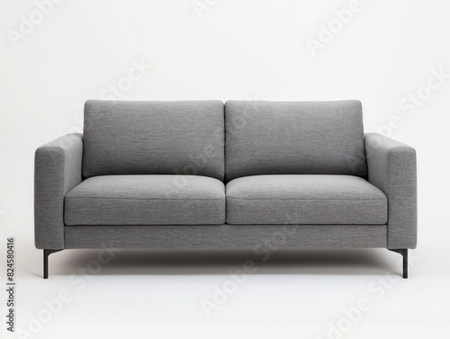 Minimalist gray sofa with clean lines and comfortable cushions, perfect for contemporary living spaces.