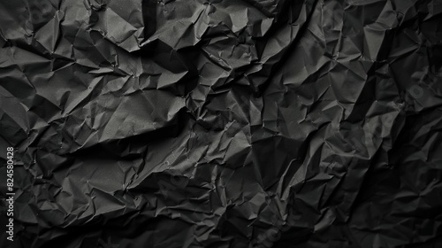 Backdrop of crumpled black paper, design space