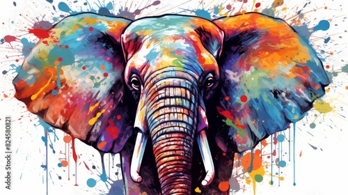 Vibrant Elephant: A Colorful Expression of Creativity and Diversity in Abstract Animal Art photo