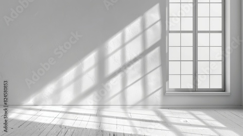 Window light shadow on white minimal wall