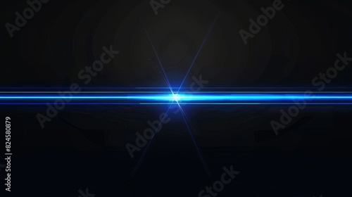 The reflection of blue neon light on a black background is reminiscent of a lens flare