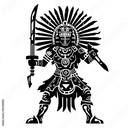 Powerful Vector Art of Aztec Warrior: Honor Courage, Heritage, and the Spirit of Ancient Warriors in Your Space