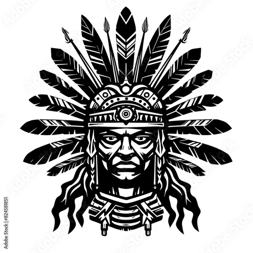 Powerful Vector Art of Aztec Warrior: Honor Courage, Heritage, and the Spirit of Ancient Warriors in Your Space