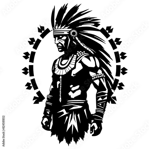 Powerful Vector Art of Aztec Warrior: Honor Courage, Heritage, and the Spirit of Ancient Warriors in Your Space