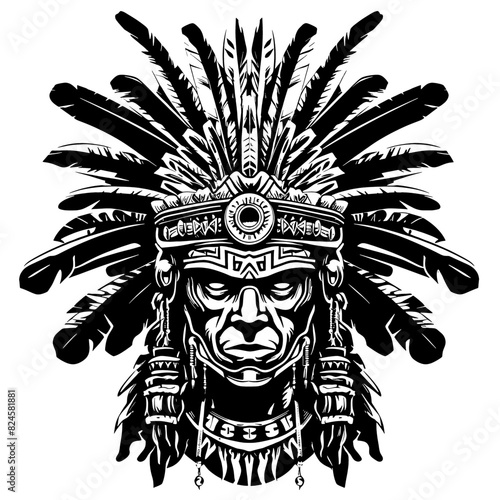 Powerful Vector Art of Aztec Warrior: Honor Courage, Heritage, and the Spirit of Ancient Warriors in Your Space
