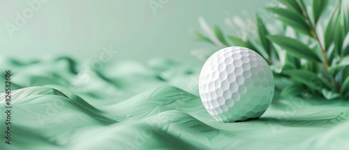 Luxurious golf club with platinum detailing and a designer golf ball, on a lush green course, Opulent, 3D, Bright greens, Exquisite and highclass photo