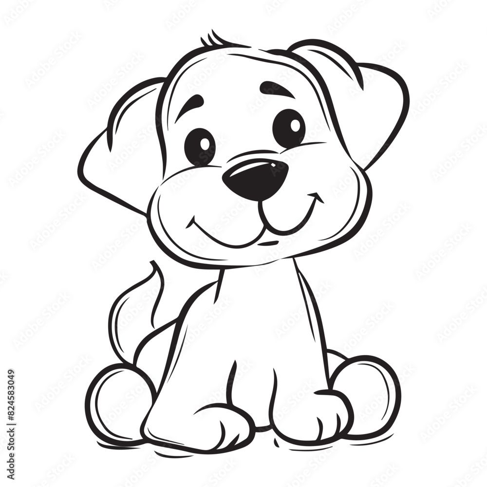 Fototapeta premium Simple and minimalistic cartoon dog icon, black vector illustrations on white background