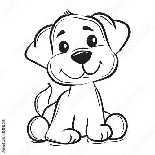 Simple and minimalistic cartoon dog icon  black vector illustrations on white background