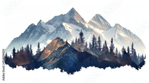 Cutouts of mountain shapes in PNG format photo