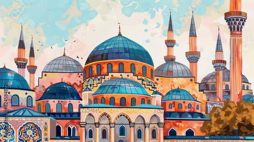 This is a PNG image of a mosque dome painted by the Ottoman Empire. photo