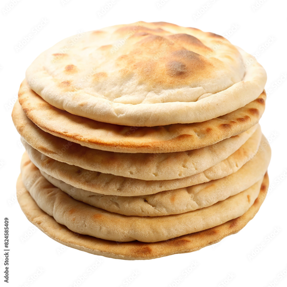 A stack of pita breads on transparent background A stack of pita breads on transparent background