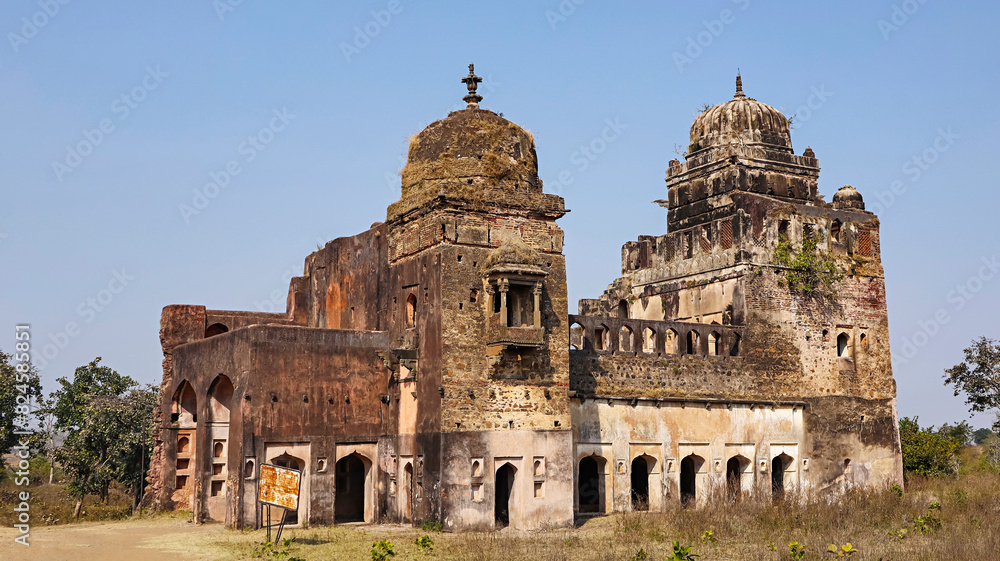 Ruin View of Moti Mahal, it Was Built by Mughal Emperor Shah Jahan For his Beloved Wife Moti Begum, Aseergarh, Burhanpur, Madhya Pradesh, India.